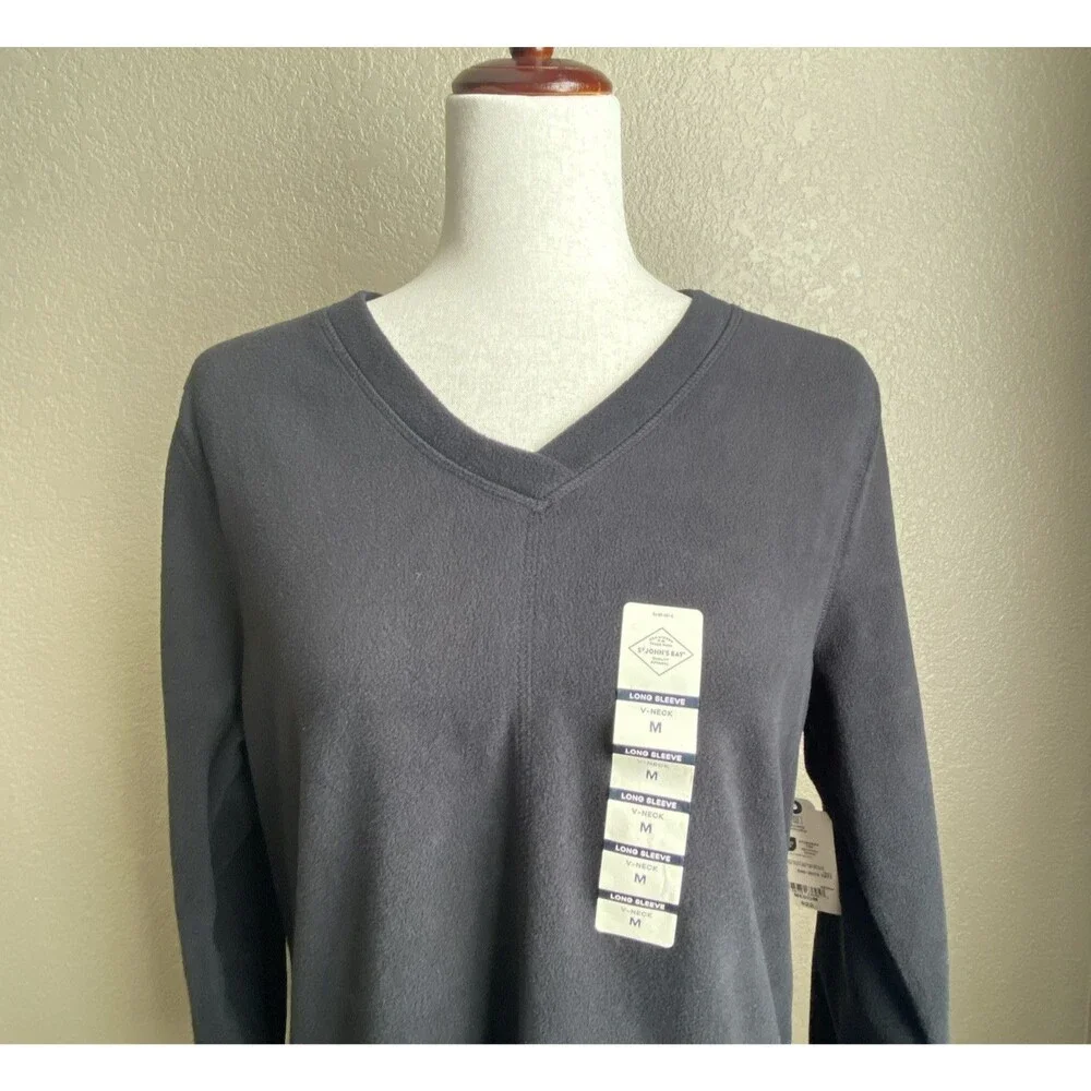 St. John’s Bay Women’s V-Neck Long Sleeve Top Black Size M Polyester - Picture 6 of 11